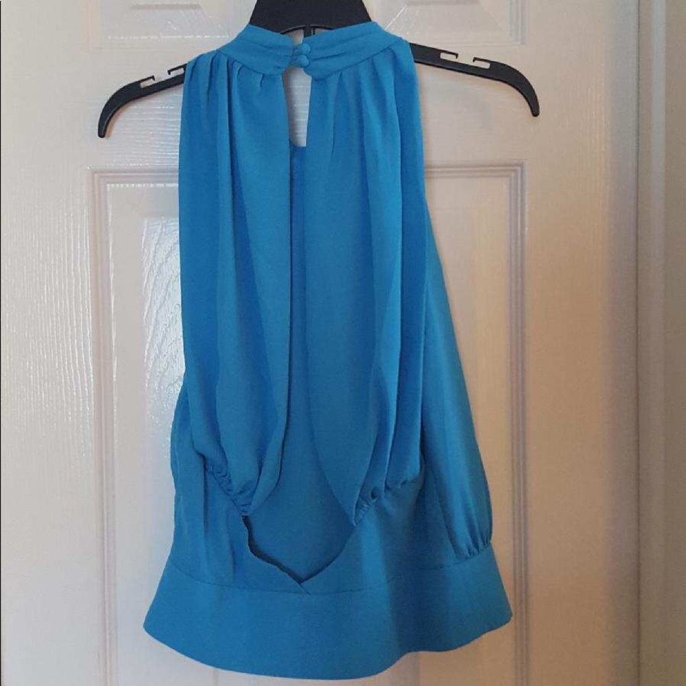 Blue backless chiffon top
